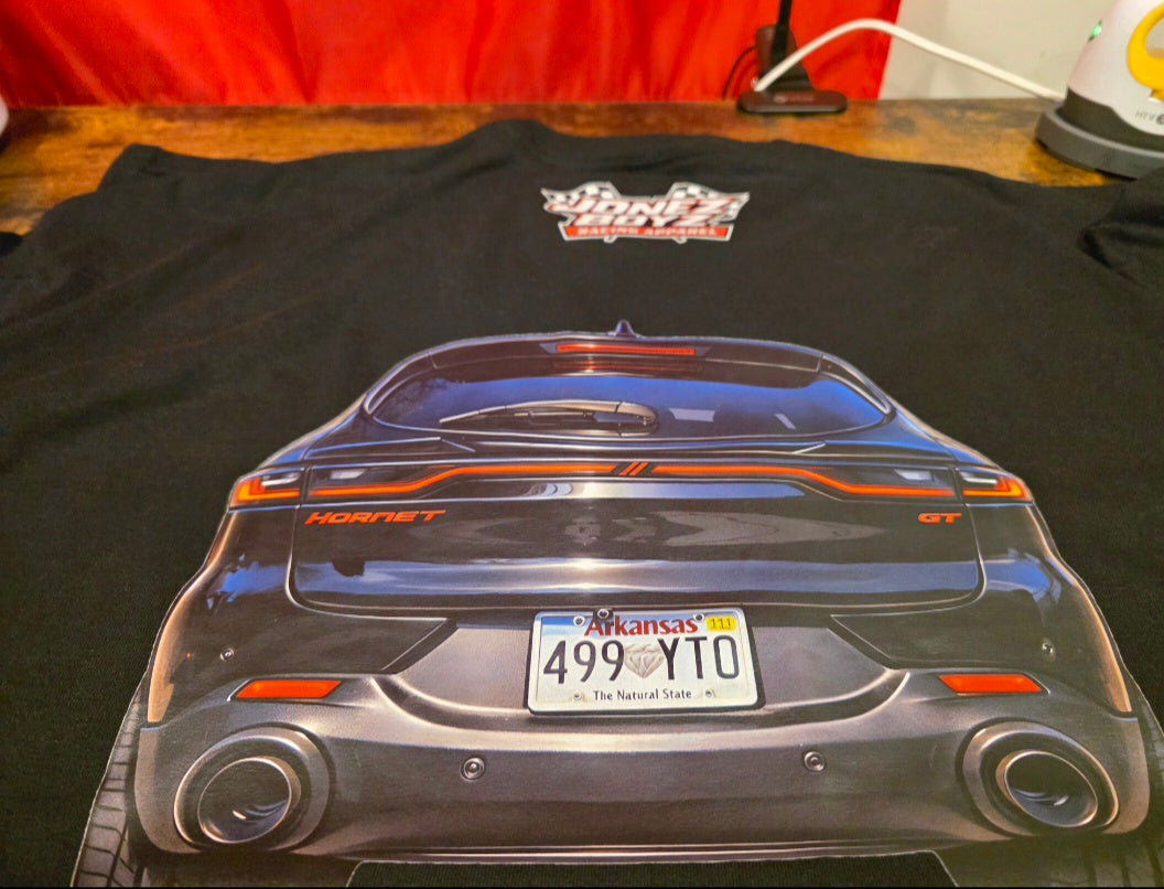 Customized t-shirt with your car or bike on the back.